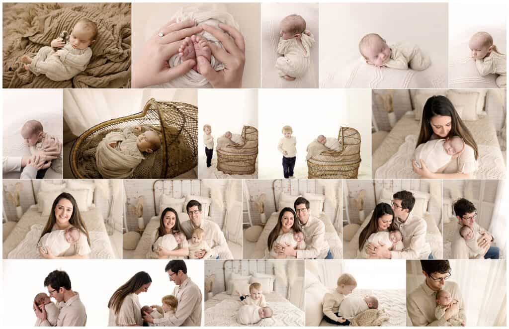 Baby portrait photography, newborn and family photos, cozy home maternity photos, professional photography services.