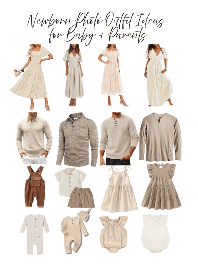Newborn photo outfit ideas for baby and parents