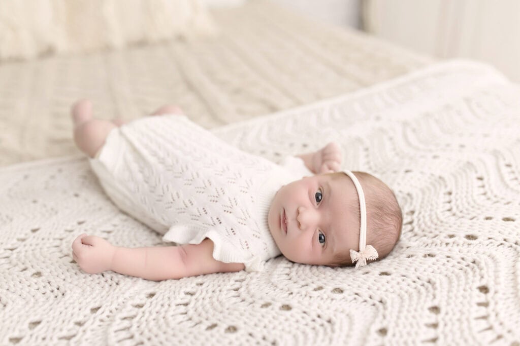 newborn baby awake making eye contact during lifestyle session