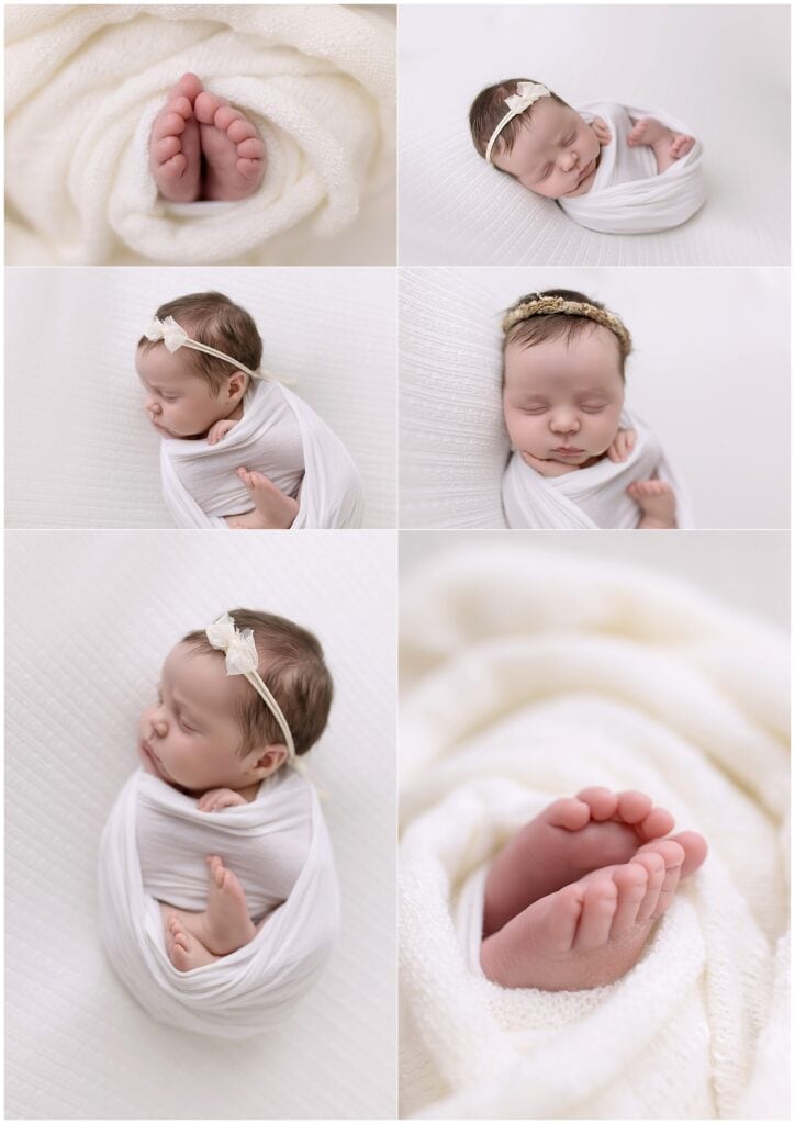 sleepy newborn photographed in a light airy studio